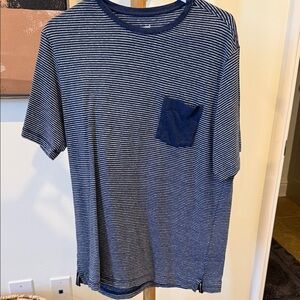 Classic Navy Striped Short Sleeve Tee with Pocket